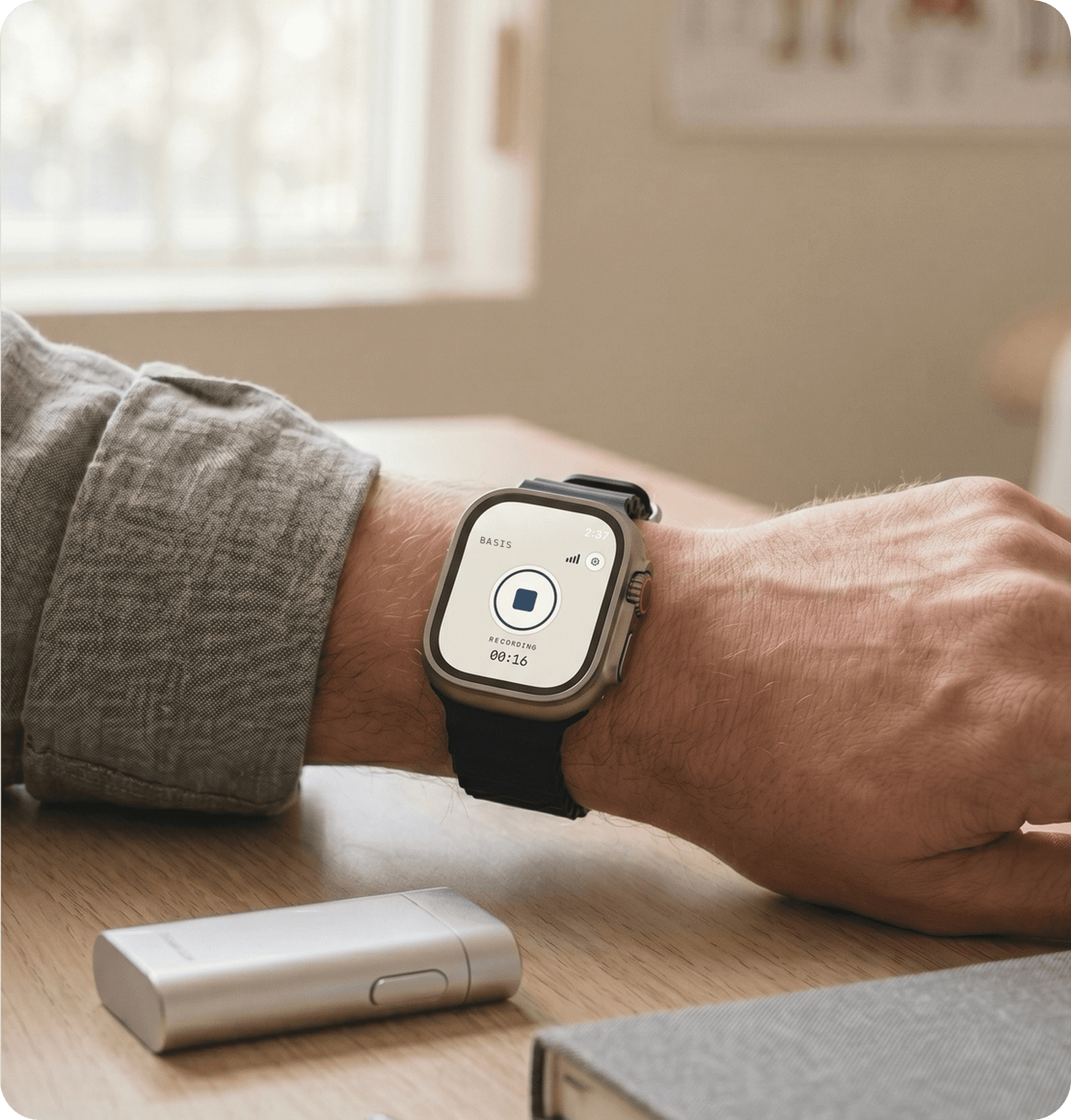 Basis Mobile recording an encounter from a clinician's watch