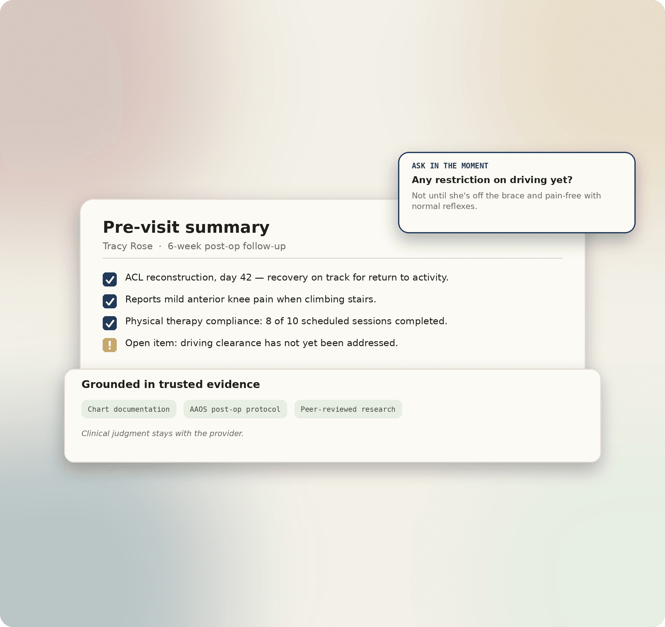 Basis Visit Preparation presenting a pre-visit summary and evidence-guided answer